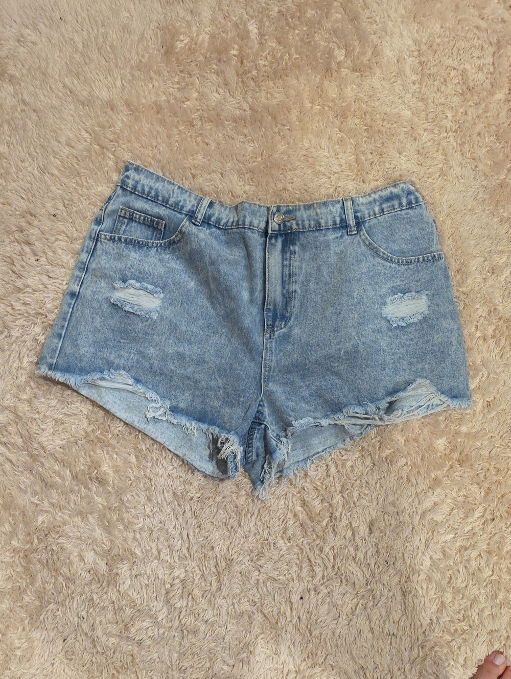 SHEIN Light Blue Distressed Denim Shorts